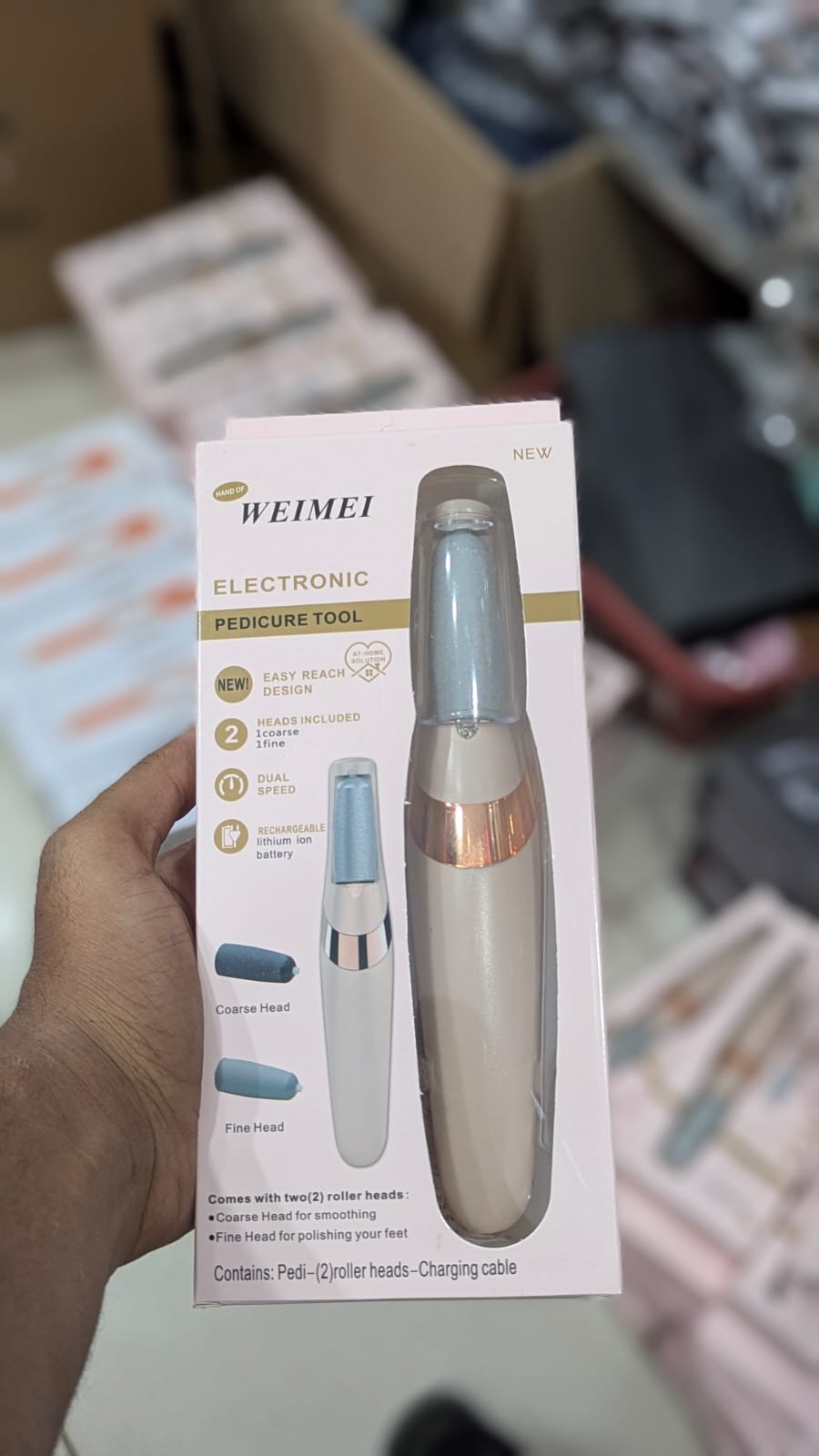 WEIMEI Rechargeable Electric Foot File – Dual Speed Callus Remover with 2 Roller Heads
