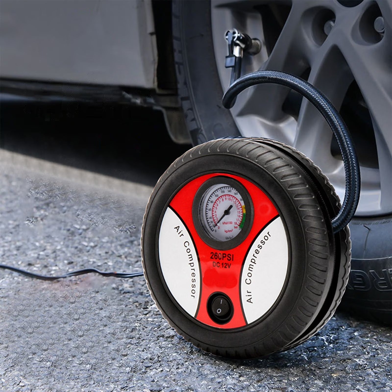 Portable Electric Tyre Inflator Pump 260 PSI for Car Bike Truck SUV