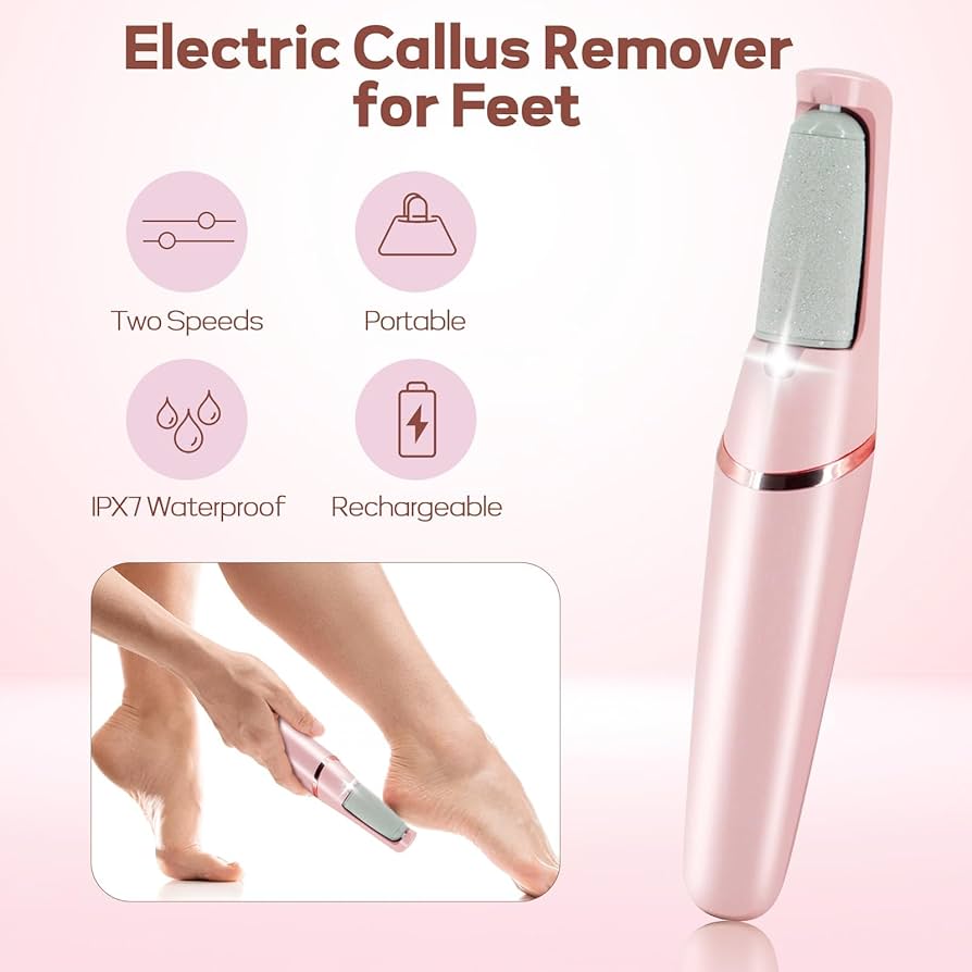 WEIMEI Rechargeable Electric Foot File – Dual Speed Callus Remover with 2 Roller Heads